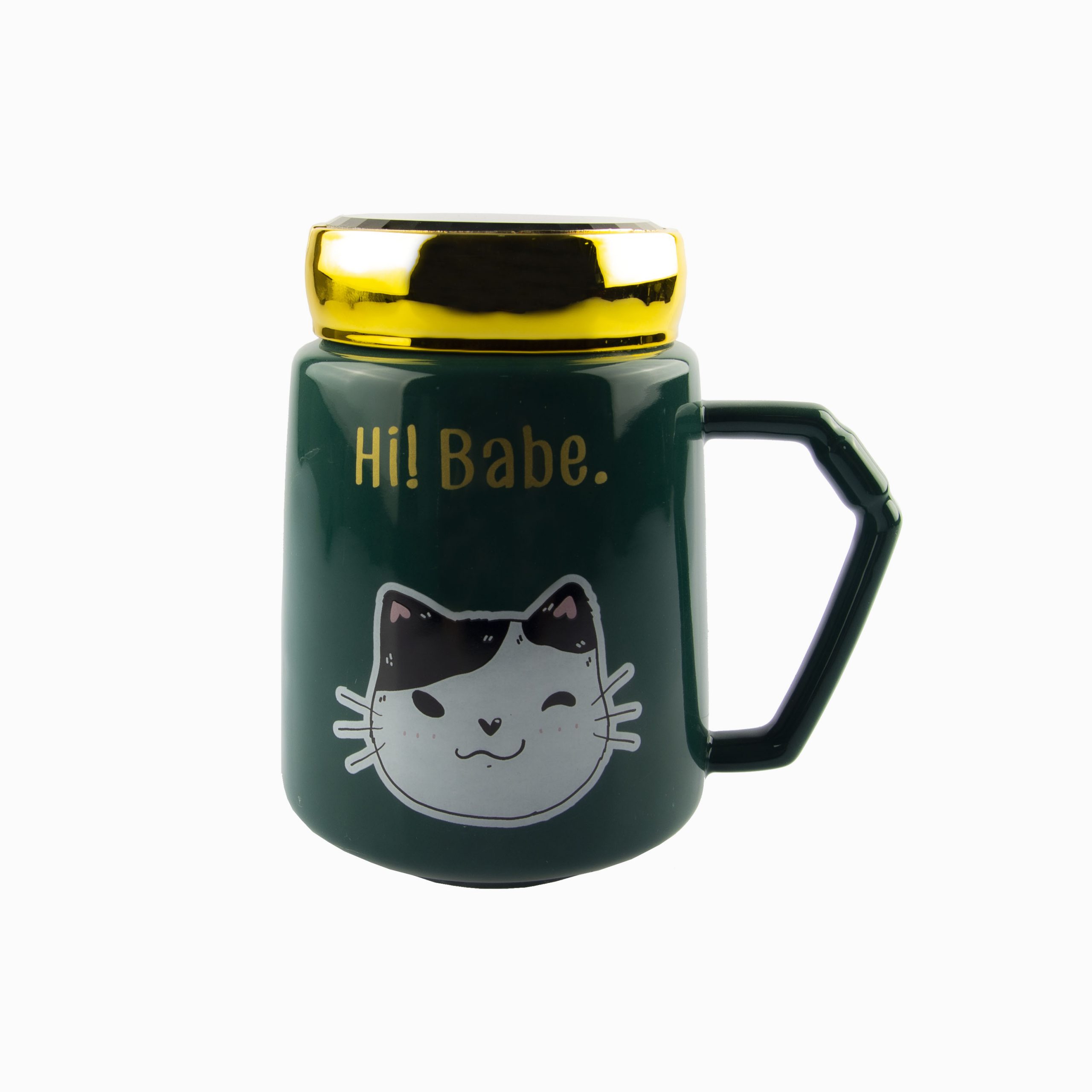 Taza Gato Sonriente 3D con Tapa y Cucharita Kawaii Mugs Tazas para